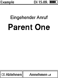 Ein Anruf von Parent One kommt