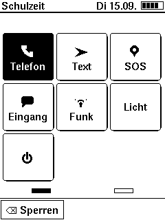 Der Startbildschirm in der Schulzeit