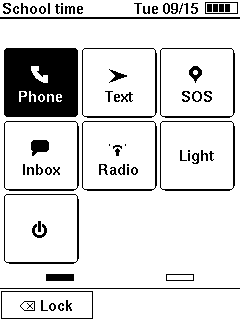 The home screen during school time