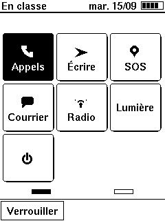 L'écran d'accueil pendant les heures de classe